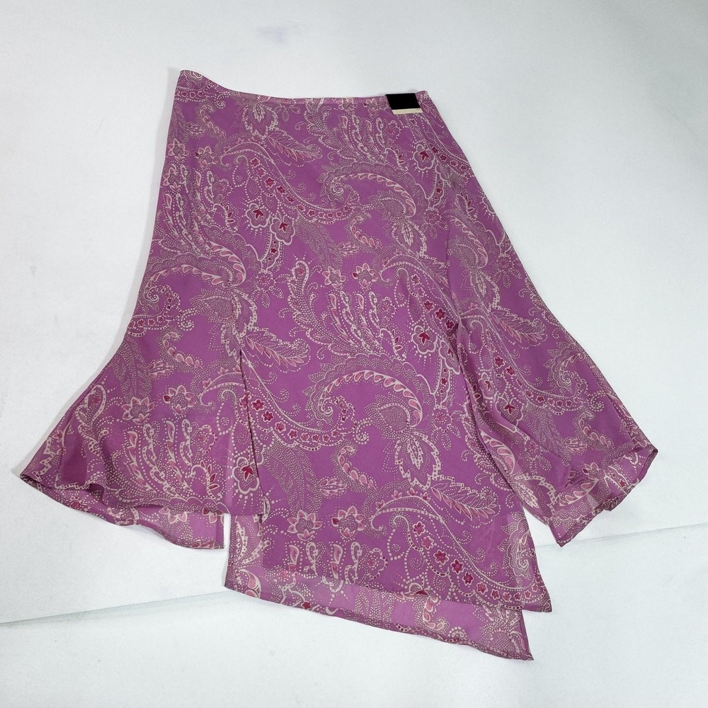 Lane Bryant Skirt Womens 14/16 Purple Paisley Asymmetrical Hem Fairy Whimsy  NWT